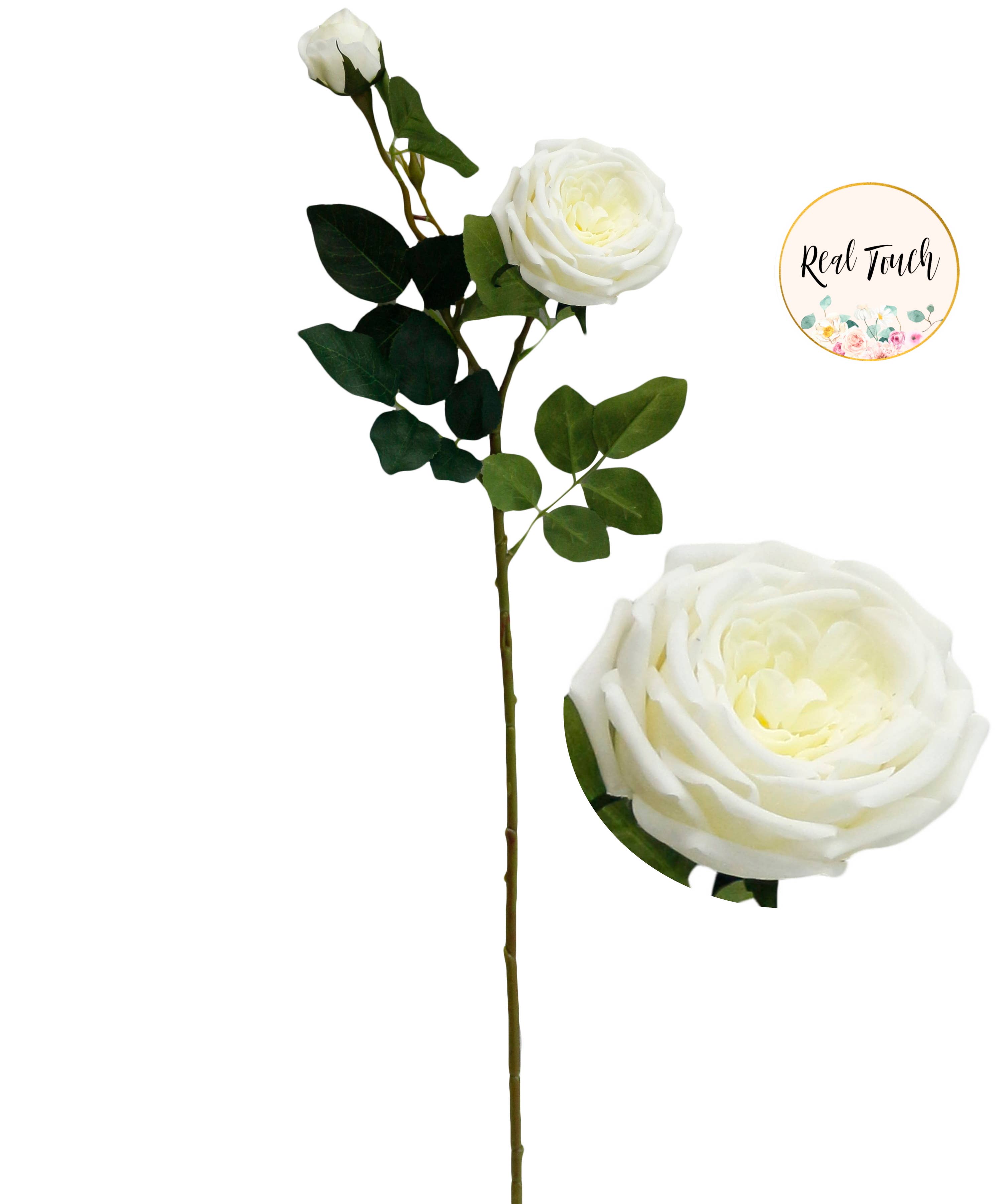 Angel Isabella - Vente Fleurs artificielles - Lot de 24 roses de jardin en chou à toucher réel - Fleur + Bourgeon - 3 $/chacune.2