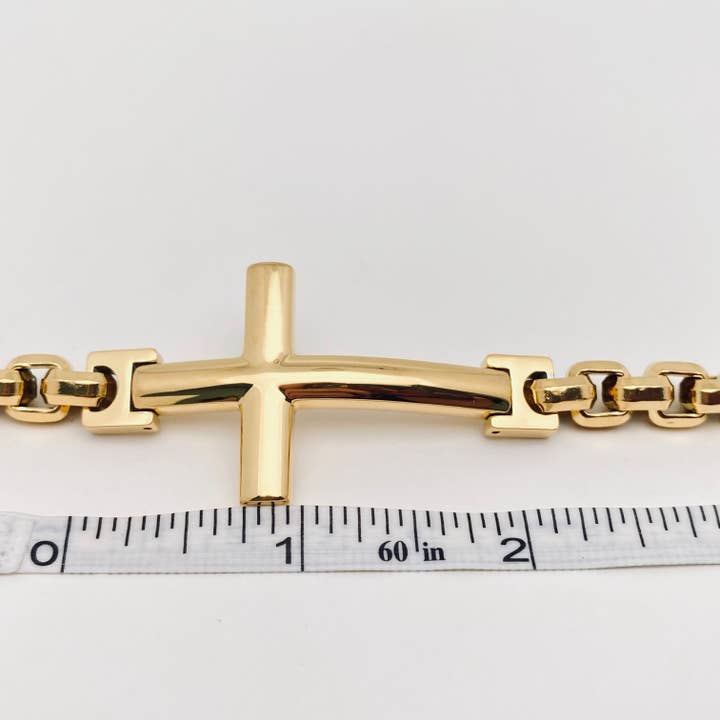 Mio Queena - Wholesale Charm/Dangle Bracelet - Men's Stainless Steel Cross Charm Chain Bracelet - MJ4