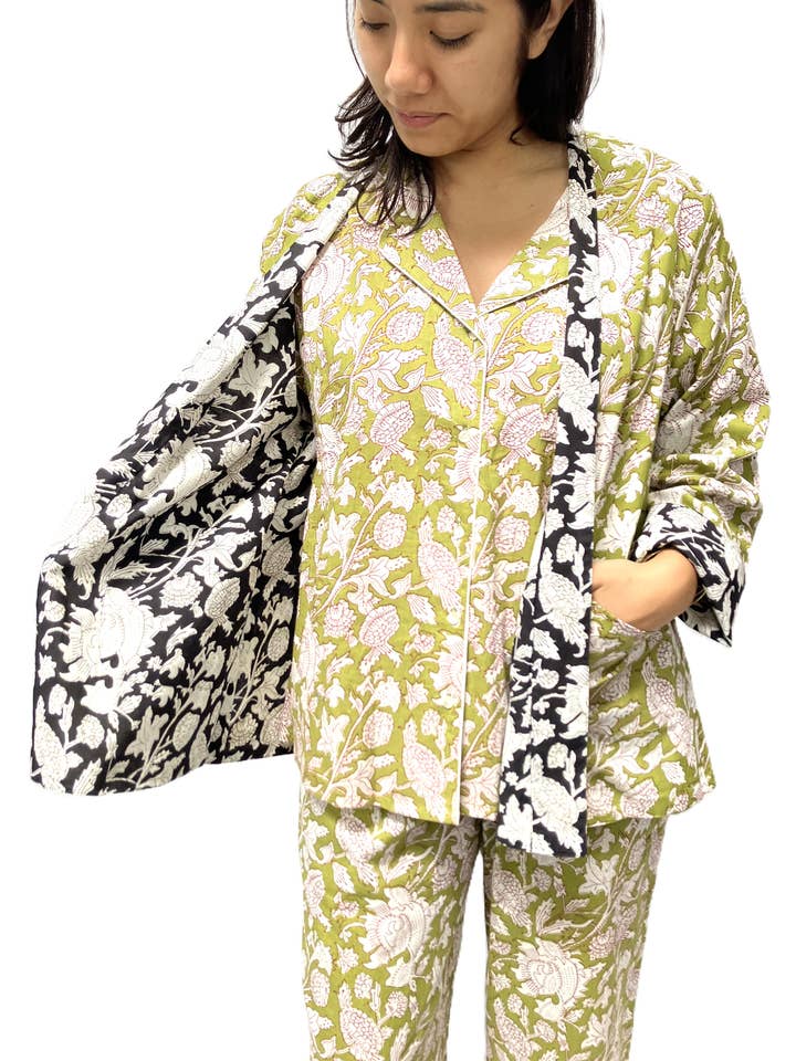 Giacca da pigiama in cotone - Verde chiaro per la vendita all'ingrosso da parte di Dolma