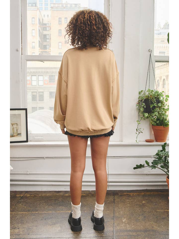 No Vacancy - Wholesale Sweatshirt - Women's - Raw edge detail french terry crewneck top4