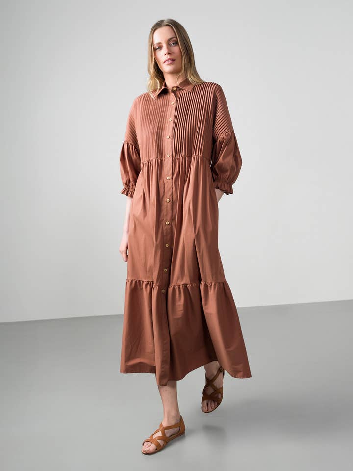 Abito camicia lungo con maniche a sbuffo per la vendita all'ingrosso da parte di Etiem