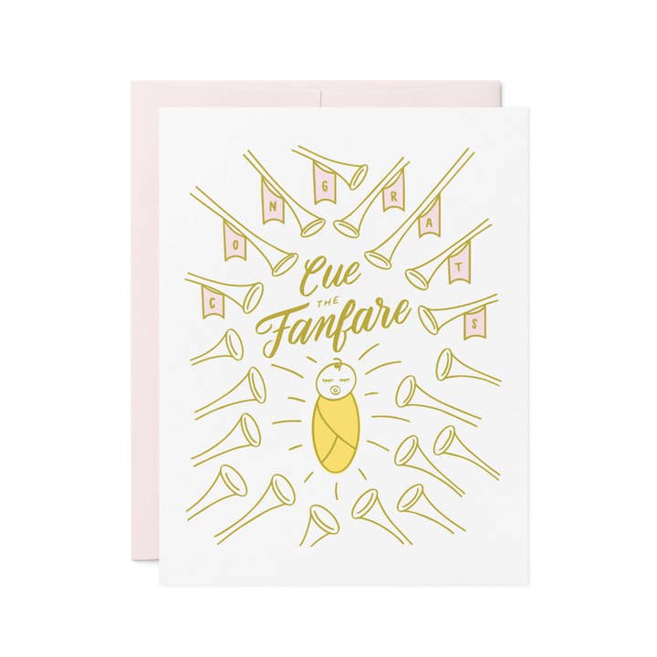 Friendly Fire Paper - Wholesale Baby Card - Fanfare Letterpress New Baby Card