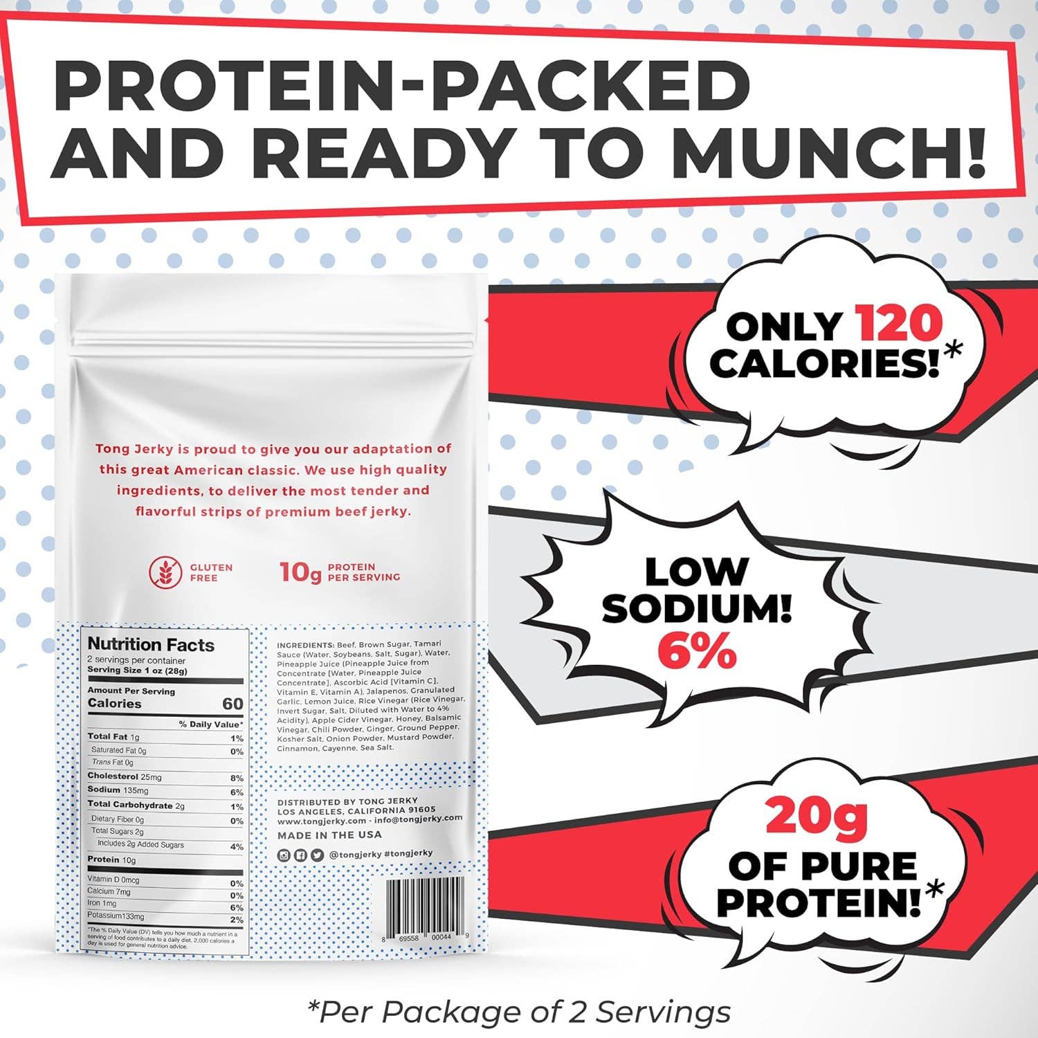 Tong Jerky - Wholesale Jerky - Beef Jerky 12 Pack - Savoury Beef Jerky - Keto, high protein4