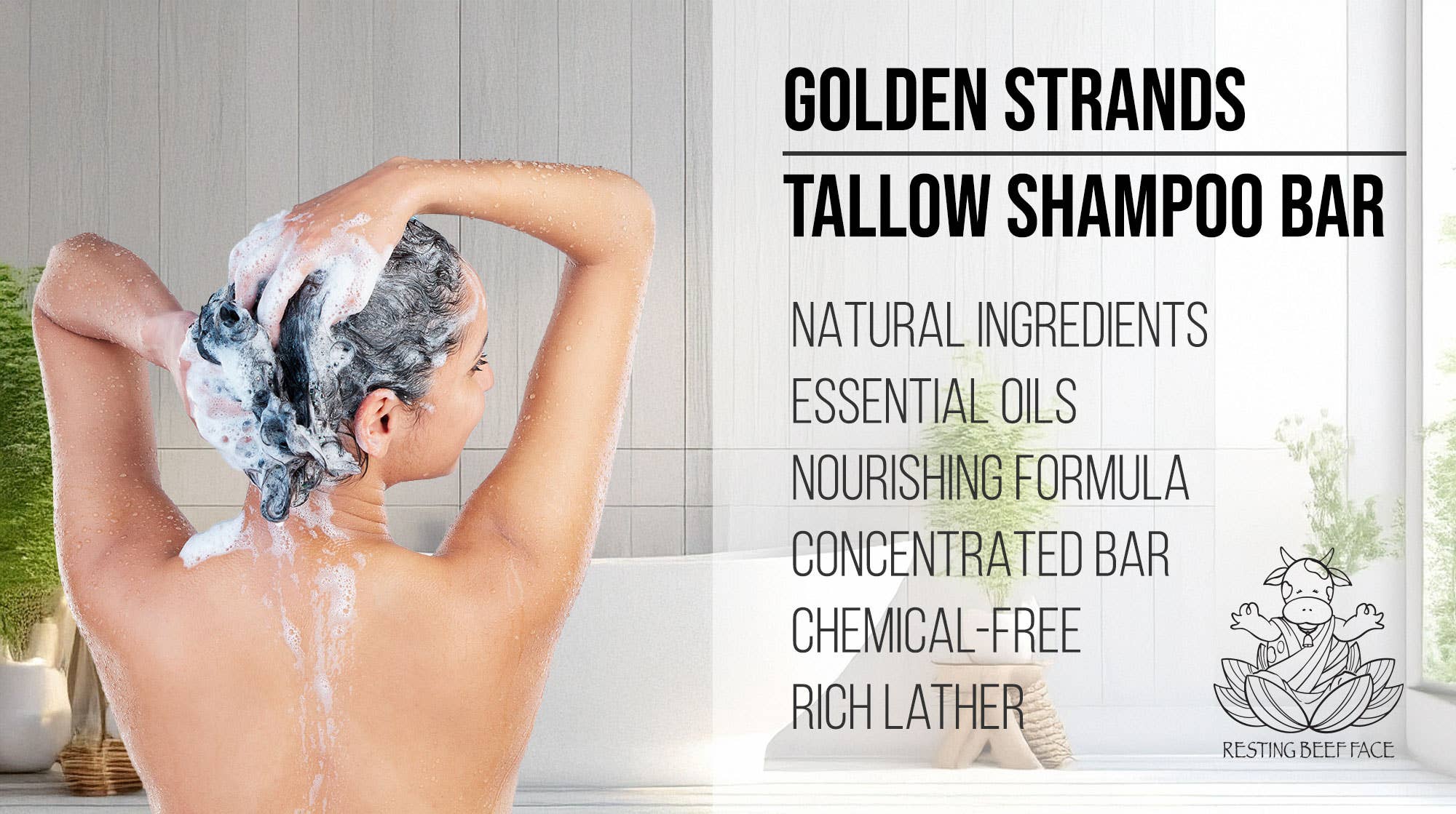 Resting Beef Face - Wholesale Shampoo Puck/Solid Shampoo - GOLDEN STRANDS | TALLOW SHAMPOO BAR3