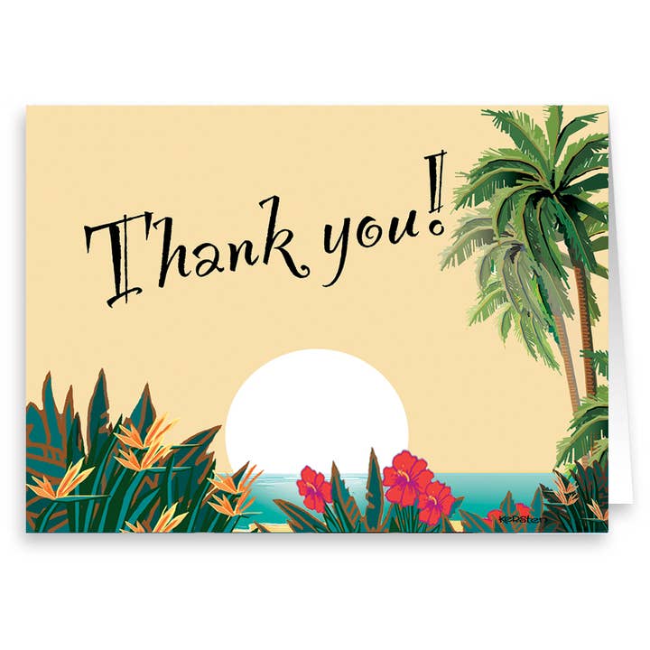 Tropical Note Card - 10 Blank Thank You Note Card - Hawaiian for wholesale by Stonehouse Collection