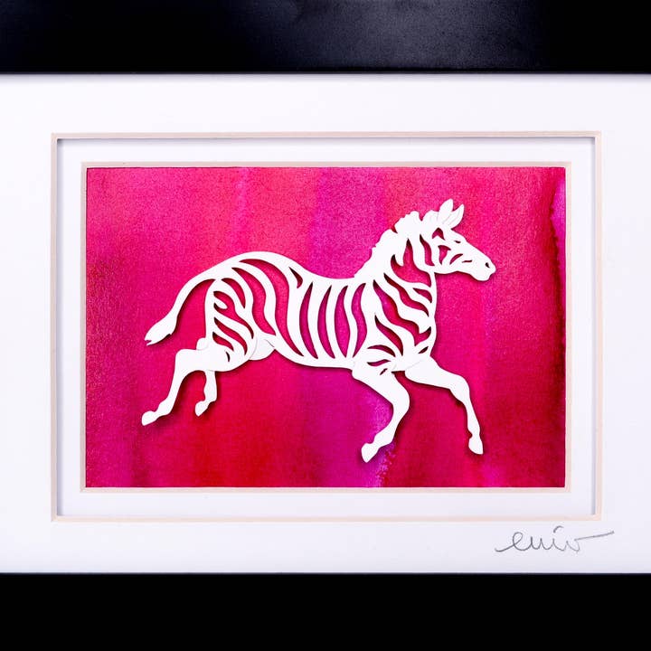 Impression d'art artisanale Zebra Run pour la vente par Hull Street Studio