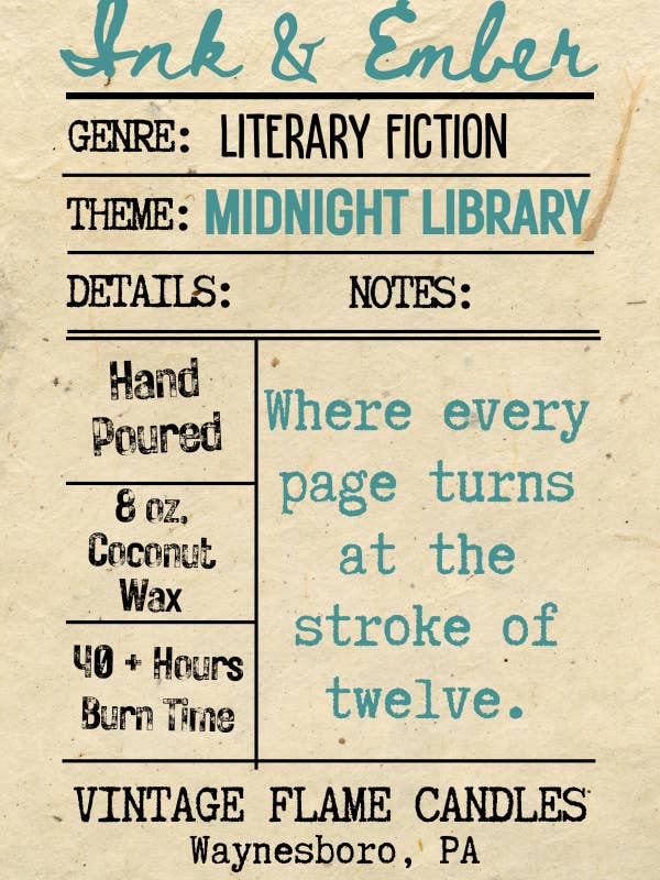 Midnight Library - Ink & Ember Collection for wholesale by The Vintage Flame Candles