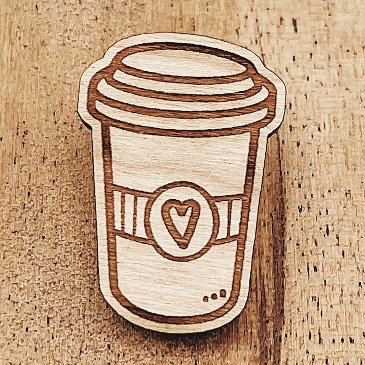 To Go Cup of Joe Wooden Pin for wholesale by The Wooden Pin