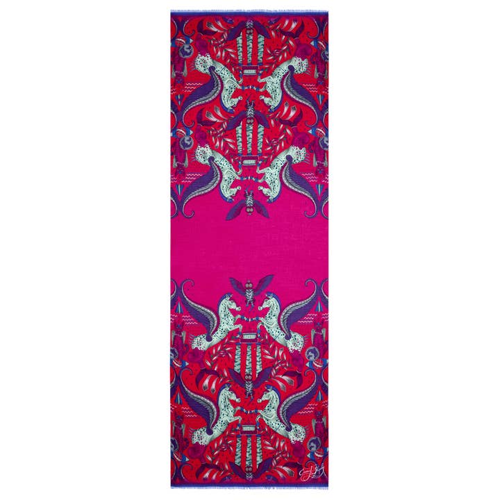 Emma J Shipley - Vendita all'ingrosso Sciarpa - Donna - Sciarpa in cashmere modale Odyssey - Leopardo rosso10