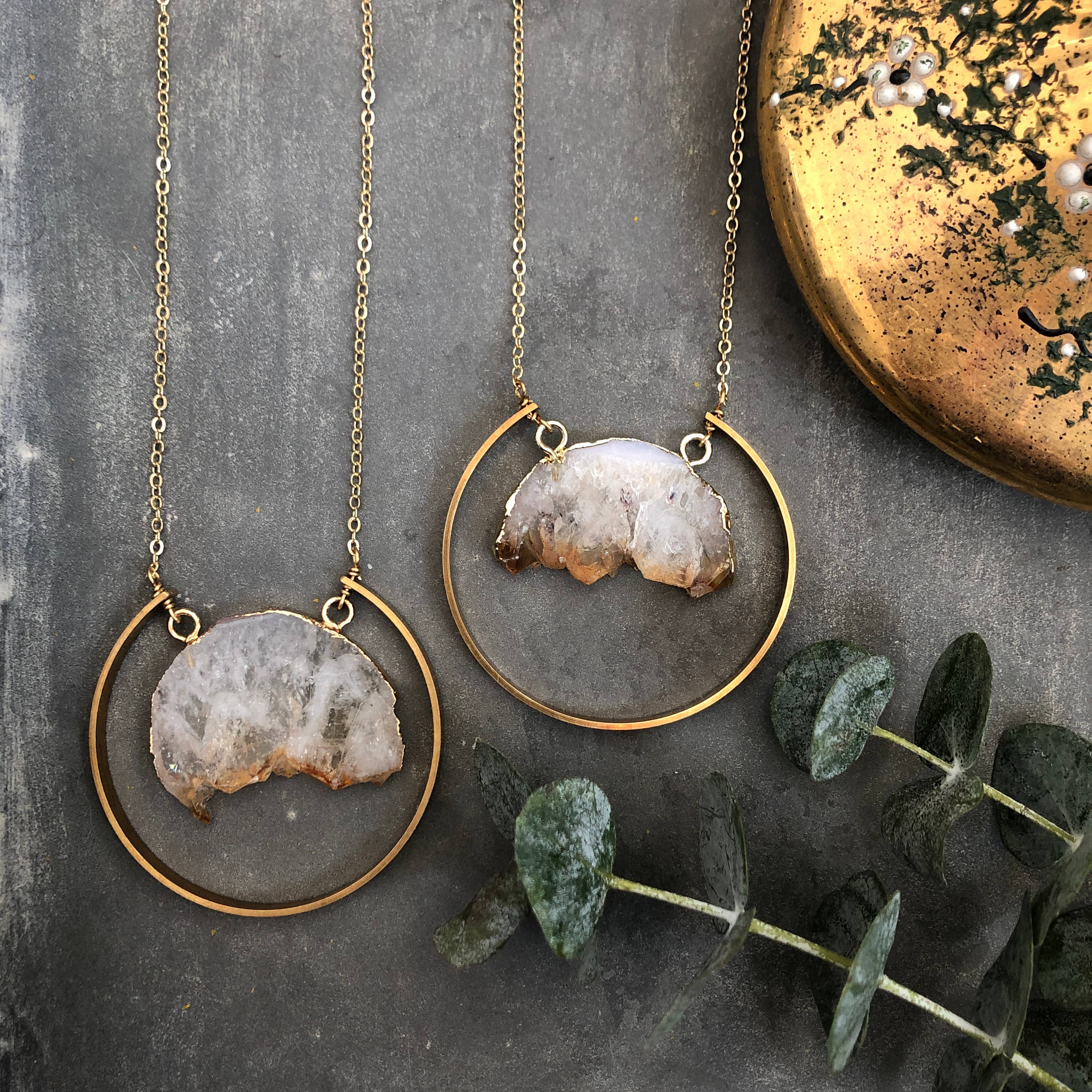 GeoMetricGem – wholesale Hänge-/berlockhalsband – Haddon Halsband ~ Raw Citrin Slice1