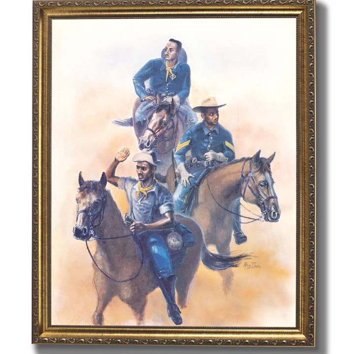 Buffalo Soldier African American Calvary Scouts Gold Framed Wall Art Print for wholesale by Unlimited Potential LLC