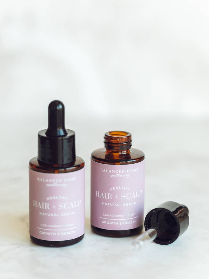 Hair + Scalp Serum | Rosemary • Castor • Argan • Coconut • Lavender • Tea Tree for wholesale by Balanced Home Apothecary