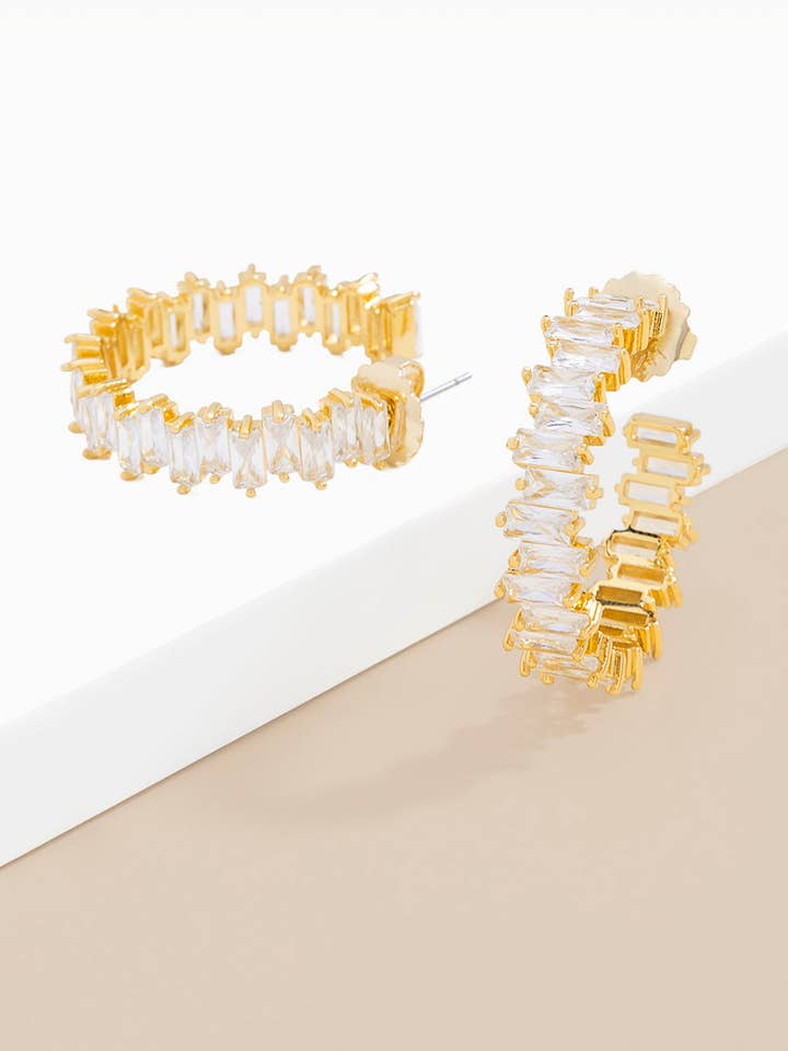 Medium Stacked Crystal Hoops for wholesale by ZENZII Jewelry
