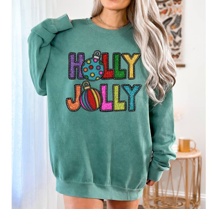 Holly Jolly Comfort Colors Sweatshirt for engroshandel hos Serendipity Tees