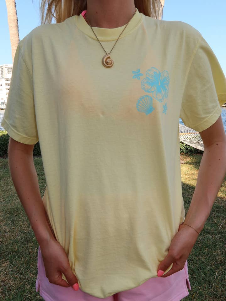 Banana Blue Tropical Comfort Colors Tee for wholesale on Faire