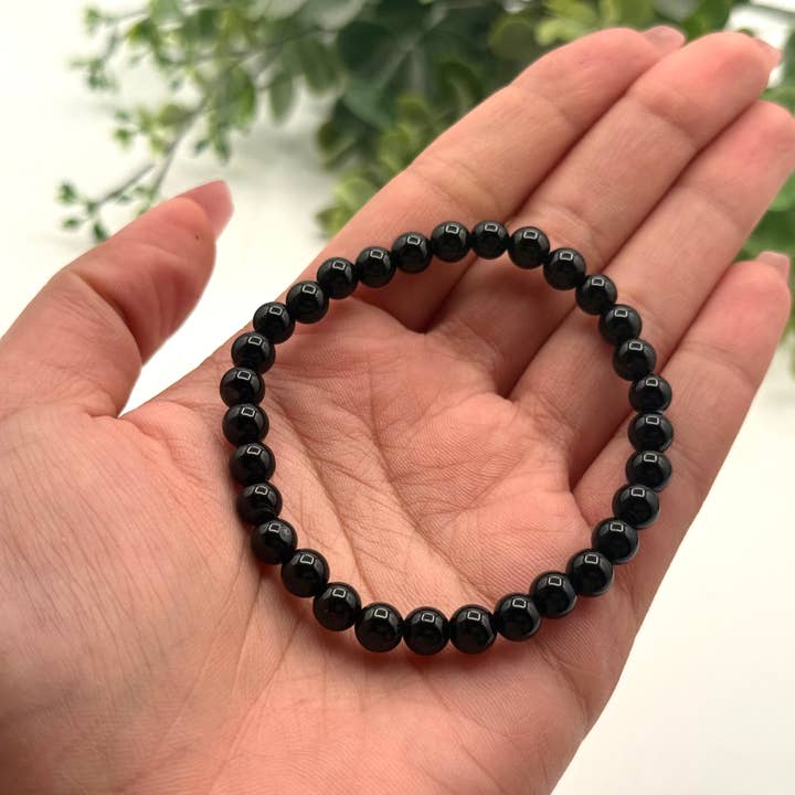 Meraki Gemstones – wholesale Beaded bracelet – Black Onyx Stretchable Bracelet 6mm 3