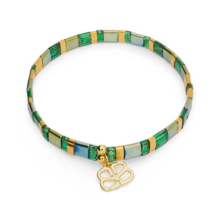 Braccialetto con perline Tila verde basilico per la vendita all'ingrosso da parte di Boho Betty