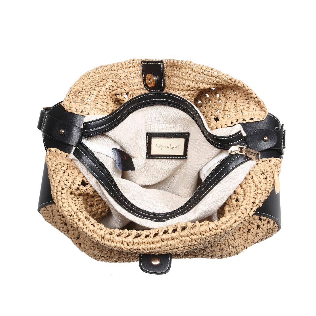 Moda Luxe - Venta al por mayor Bolso con correa - Mujer - Bolso Hobo Savannah de paja con diseño de crochet7