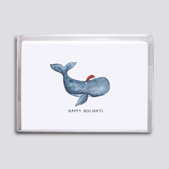 Mini-cartes Holiday Whale pour la vente par Jessica Frasz Studio