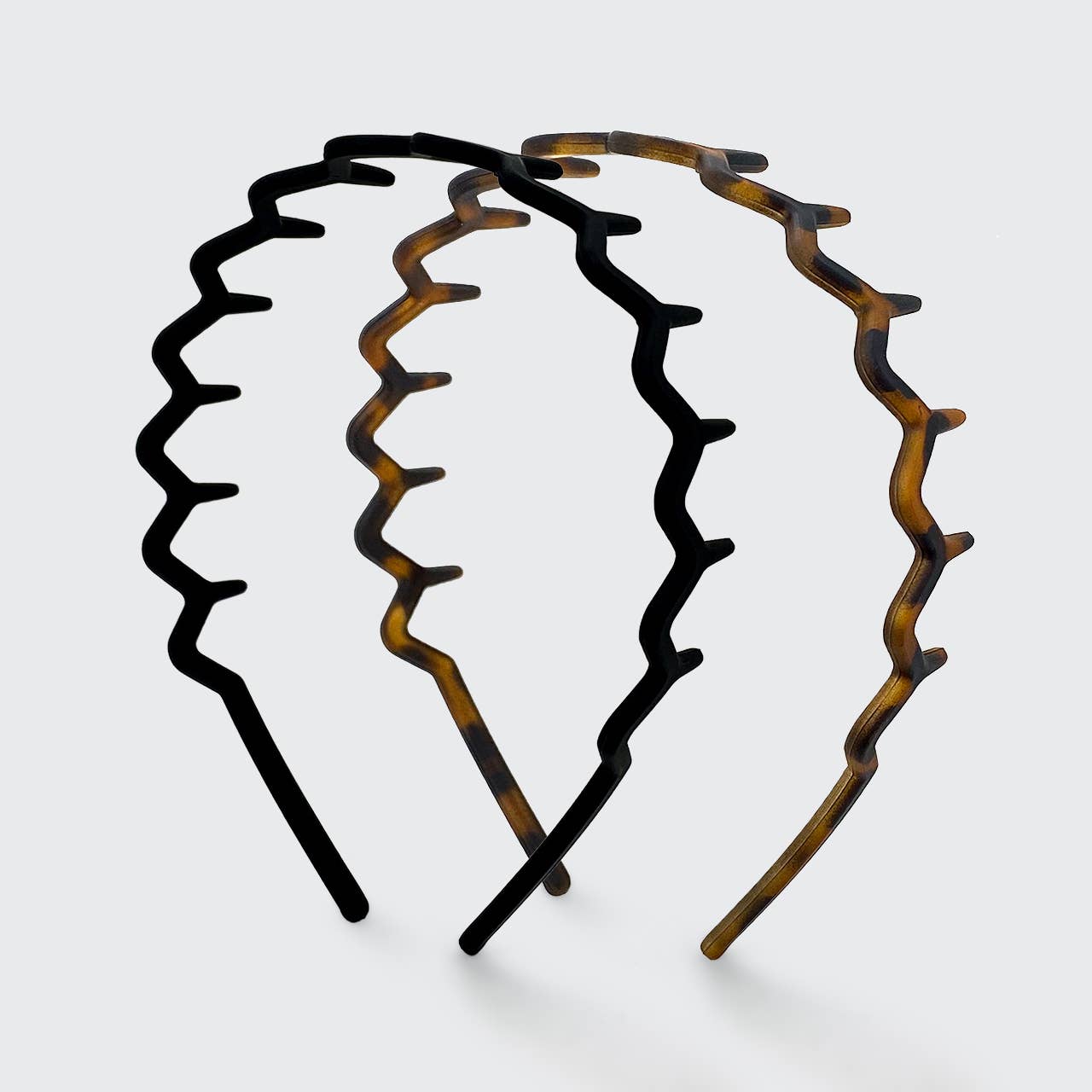 KITSCH – wholesale Fashion headband – women's – Zig Zag Headband 2pc - Black & Tort2