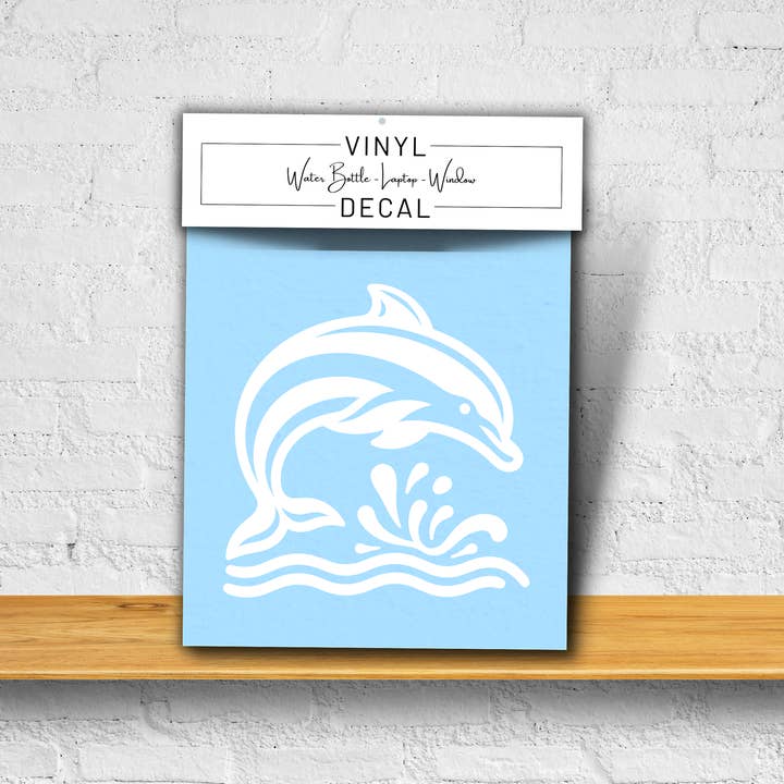 Dolphin Vinyl Window Decal 3" (White, Retail Packaging) (Cop for wholesale by Megabella Creations