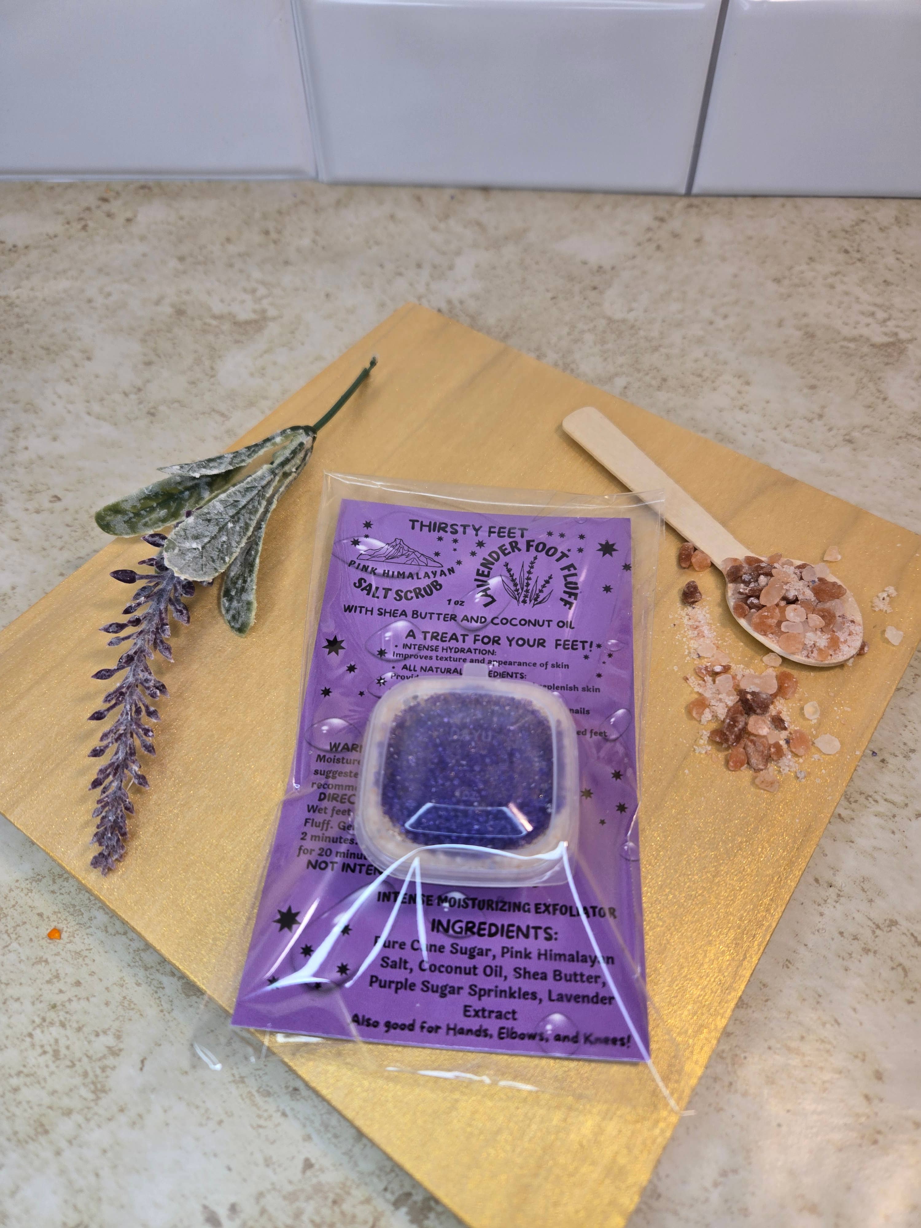 THIRSTY FEET®️ - Wholesale Foot Scrub/Polish - Lavender Salt Foot Fluff Sugar Scrub 1 oz7