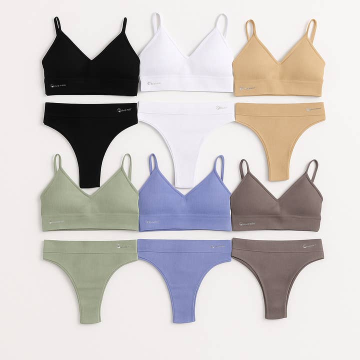 Talmont Seamless Ribbed Bra & Panty Set – Soft, Stretchy Lounge Lingerie with Removable Pads for wholesale by Infinite Basics