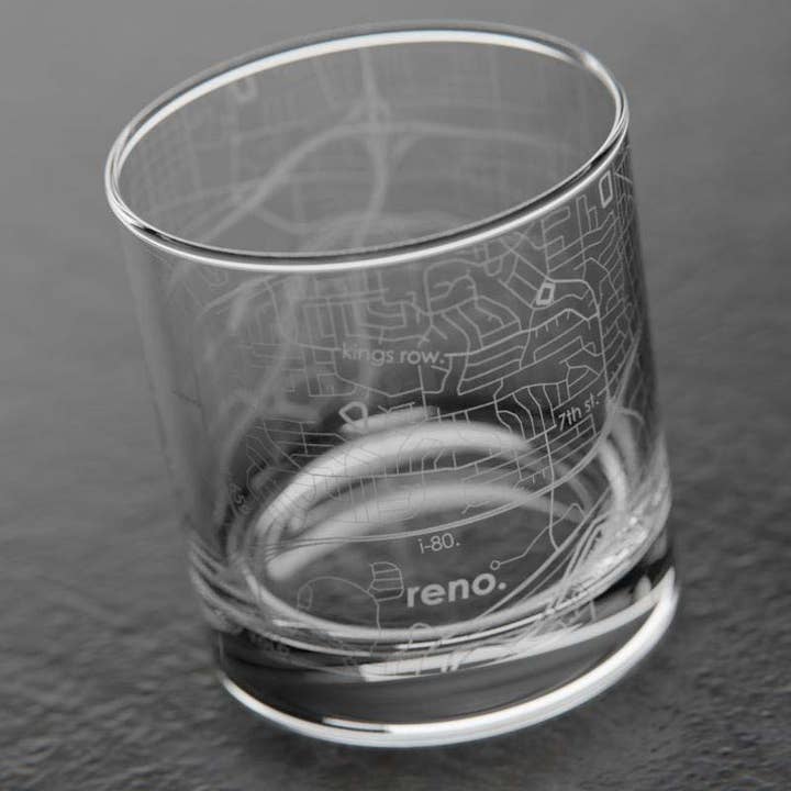 Well Told - Wholesale Cocktail/Liquor Glass - Reno NV Map Rocks Whiskey Glass