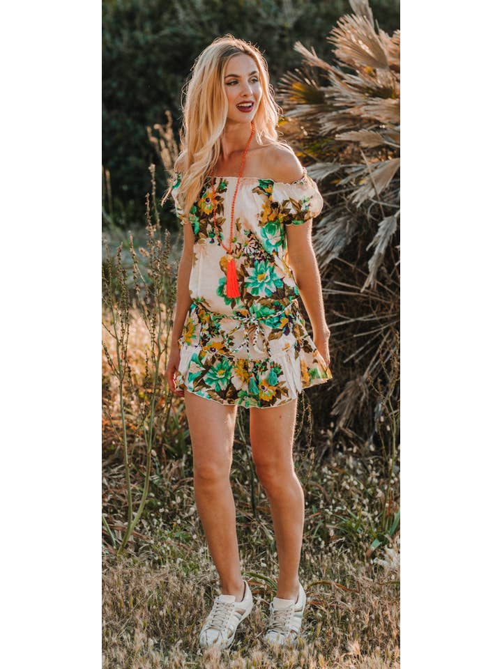 Miss Kitsch – wholesale Dress – Women's – White Floral Cotton Short Summer Dress, Boho Summer Dress, Short Dress, Beach Dress, Tunic Dress, Holiday Dress, Cali Summer Dress7