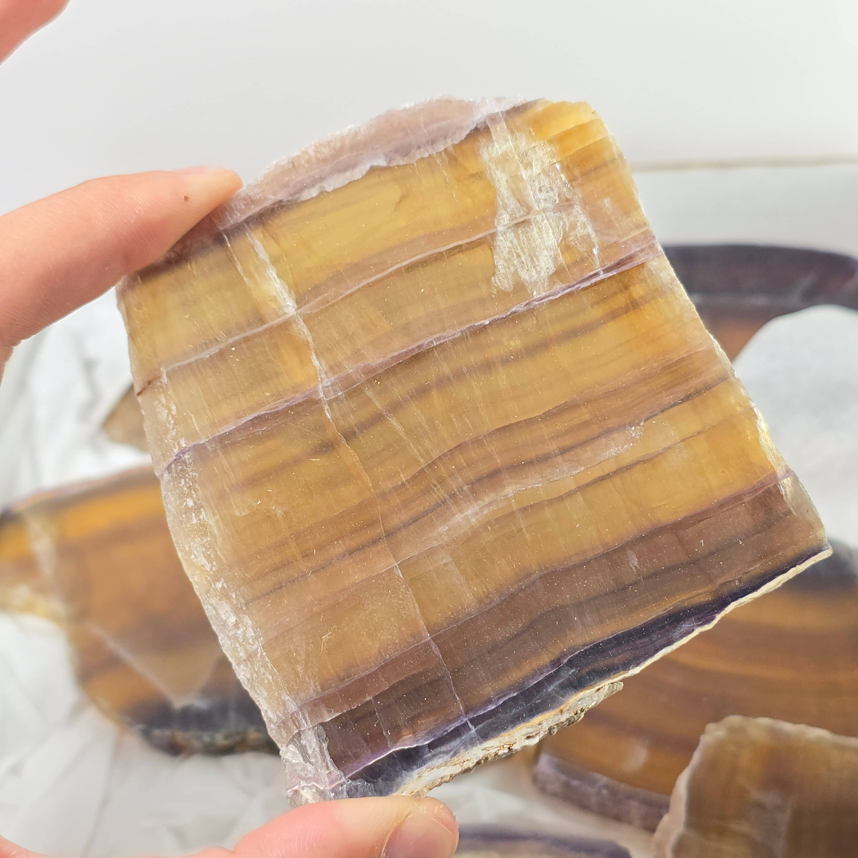 Aquamarine Daydream Wholesale - Wholesale Spiritual Stone/Crystal - 9pc Banded Fluorite Slabs Flat ~ Polished Mineral Flats0