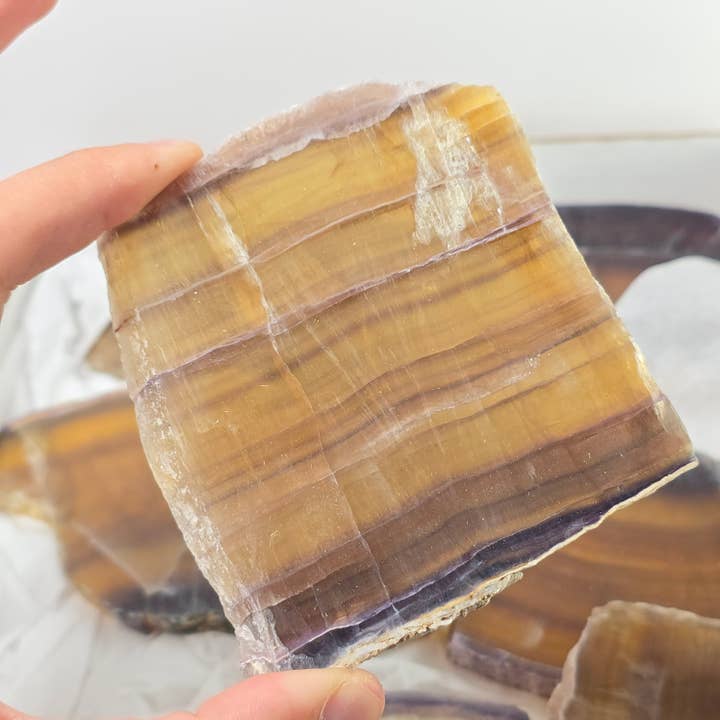 Aquamarine Daydream Wholesale - Wholesale Spiritual Stone/Crystal - 9pc Banded Fluorite Slabs Flat ~ Polished Mineral Flats