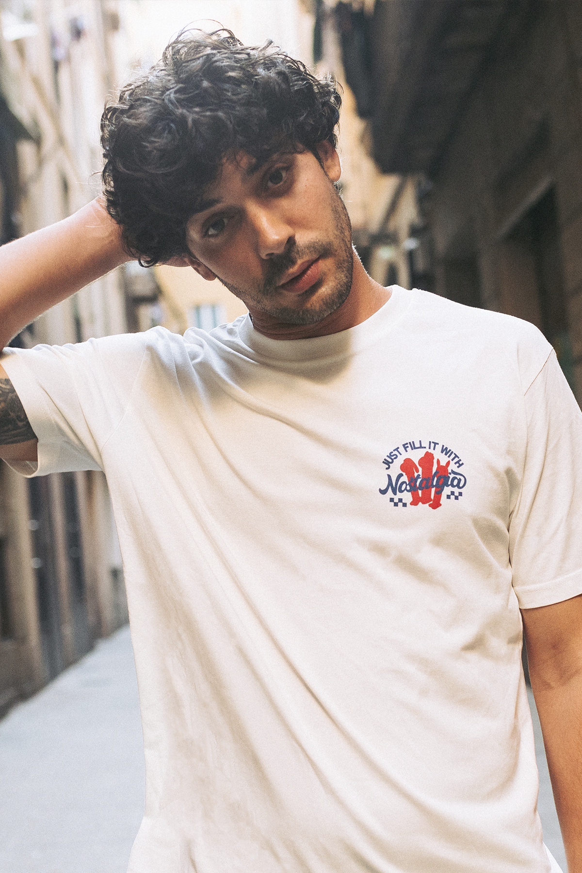 Nostalgic Apparel - Wholesale Screen Printed T-Shirt - Unisex - Fill it with Nostalgia | OffWhite Tee2