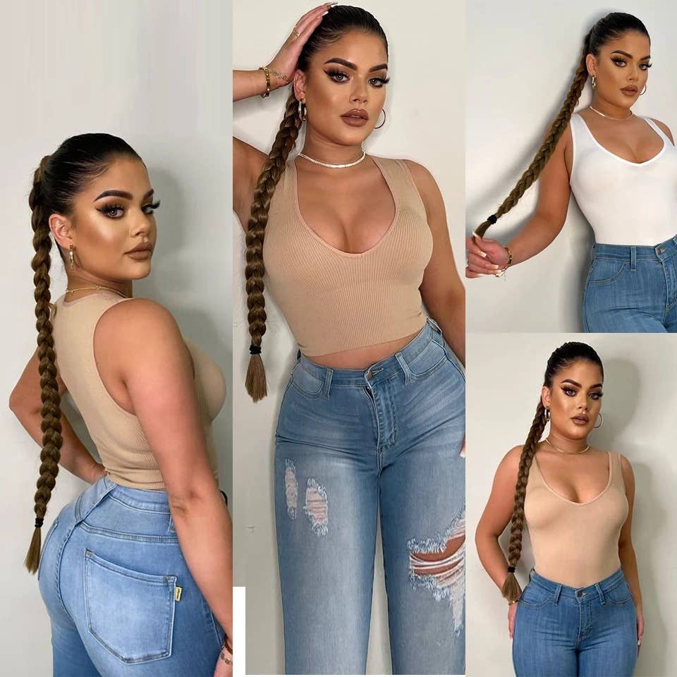 AK Brand – wholesale Hair extensions – Long Braided Synthetic Ponytail Extension with Natural Shine5