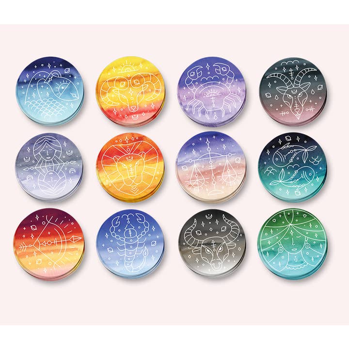 Autocollant Horoscope Aquarelle Vinyle pour la vente par Lucky Dog Design Co.