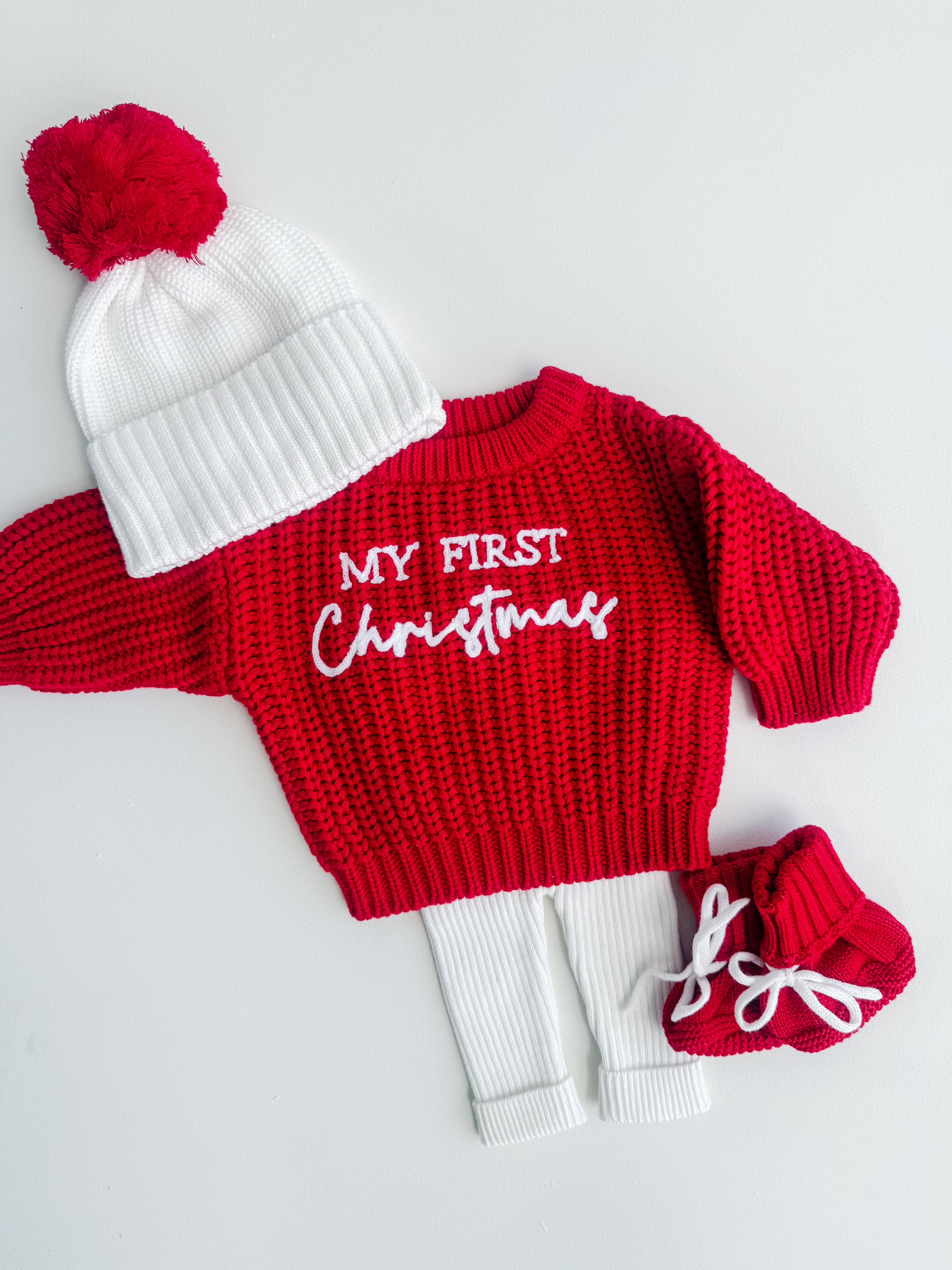 Petite + Co - Wholesale Knit Sweater - Baby - CHUNKY KNIT JUMPER | RED - MY FIRST CHRISTMAS4
