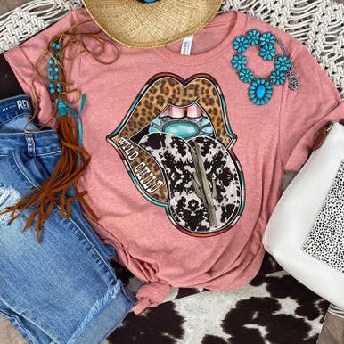 Wild Child Western Tongue Screen Print Heat Transfer for wholesale by Trendy Transfers