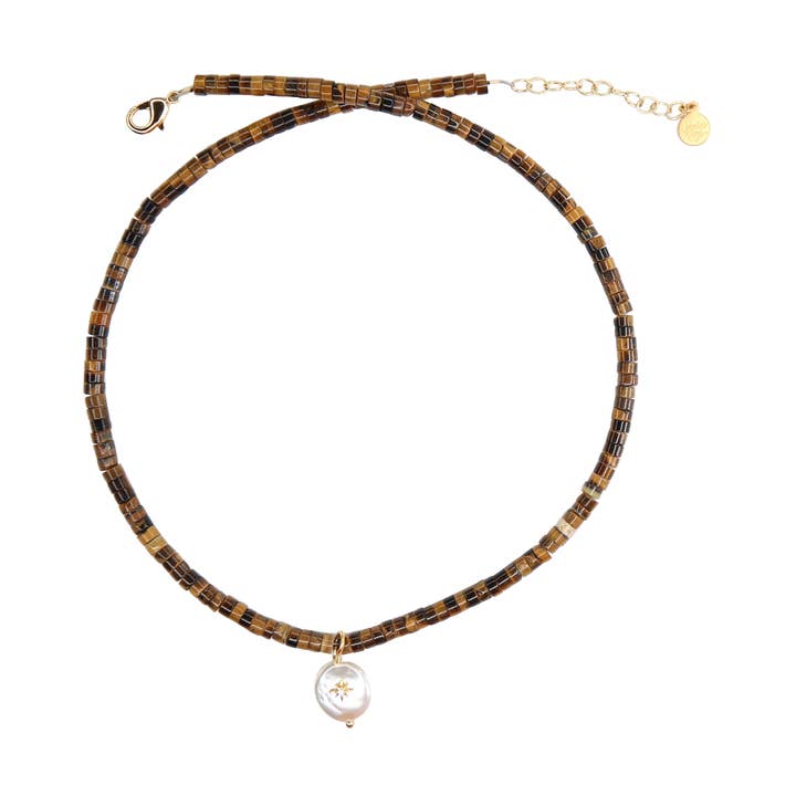 Marisol-Choker in Tigerauge für den Großhandel von Catherine Page Jewelry