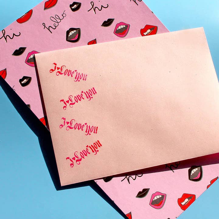 I love you old english rubber stamp envelope wrapping decor for wholesale by LA PAPER LOVER