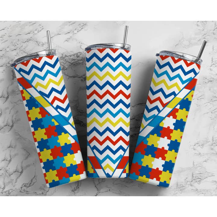 Autism Puzzle 20oz Tumbler for wholesale by Charm Boutique & Designs