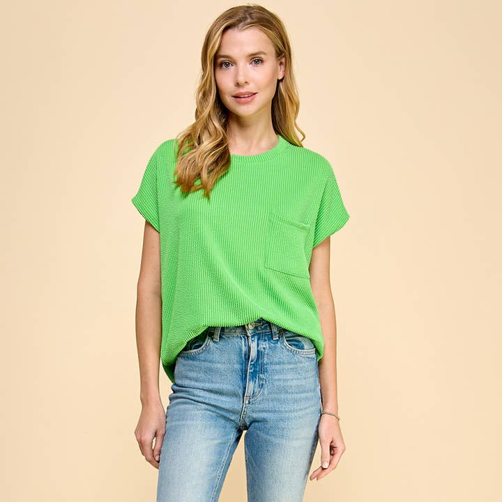 Les Amis - Wholesale Knit Top - Women's - Solid Ribbed Top with Pockets