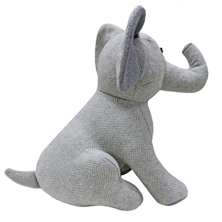 Elephant Herringbone Novelty Door Stop Grey for wholesale on Faire1