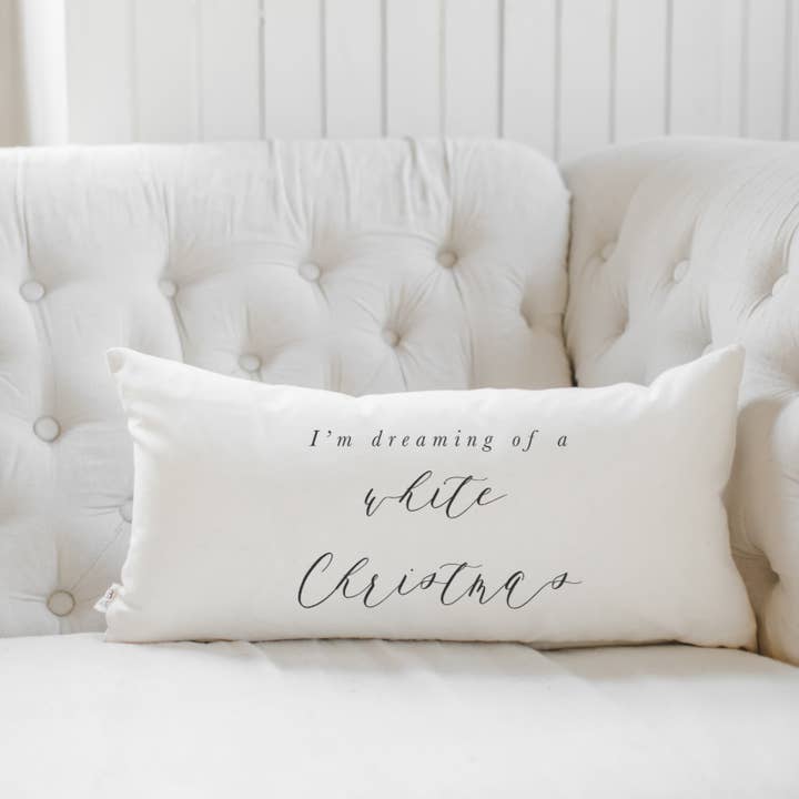I'm Dreaming d'un oreiller lombaire de Noël blanc pour la vente par DWELL Home Shoppe