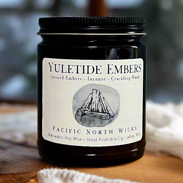 Yuletide Embers Candle | Fireside Christmas Scent | 8 oz Soy for wholesale by Pacific North Wicks