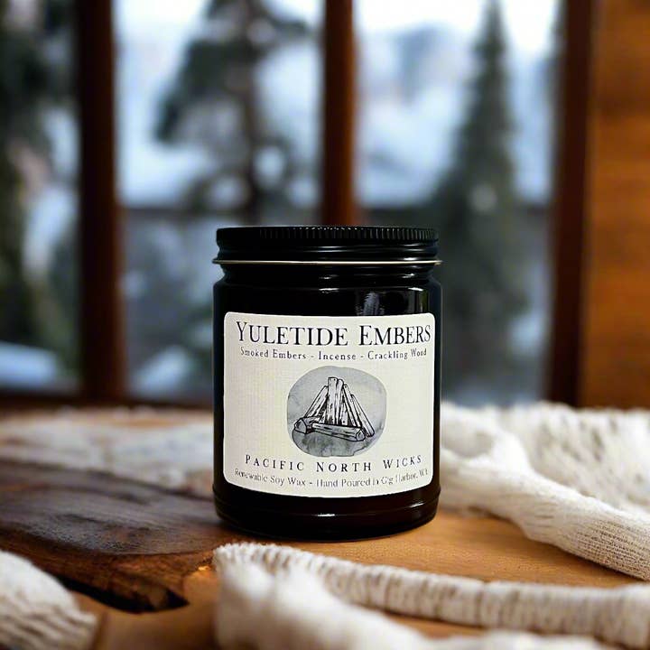 Yuletide Embers Candle | Fireside Christmas Scent | 8 oz Soy for wholesale by Pacific North Wicks
