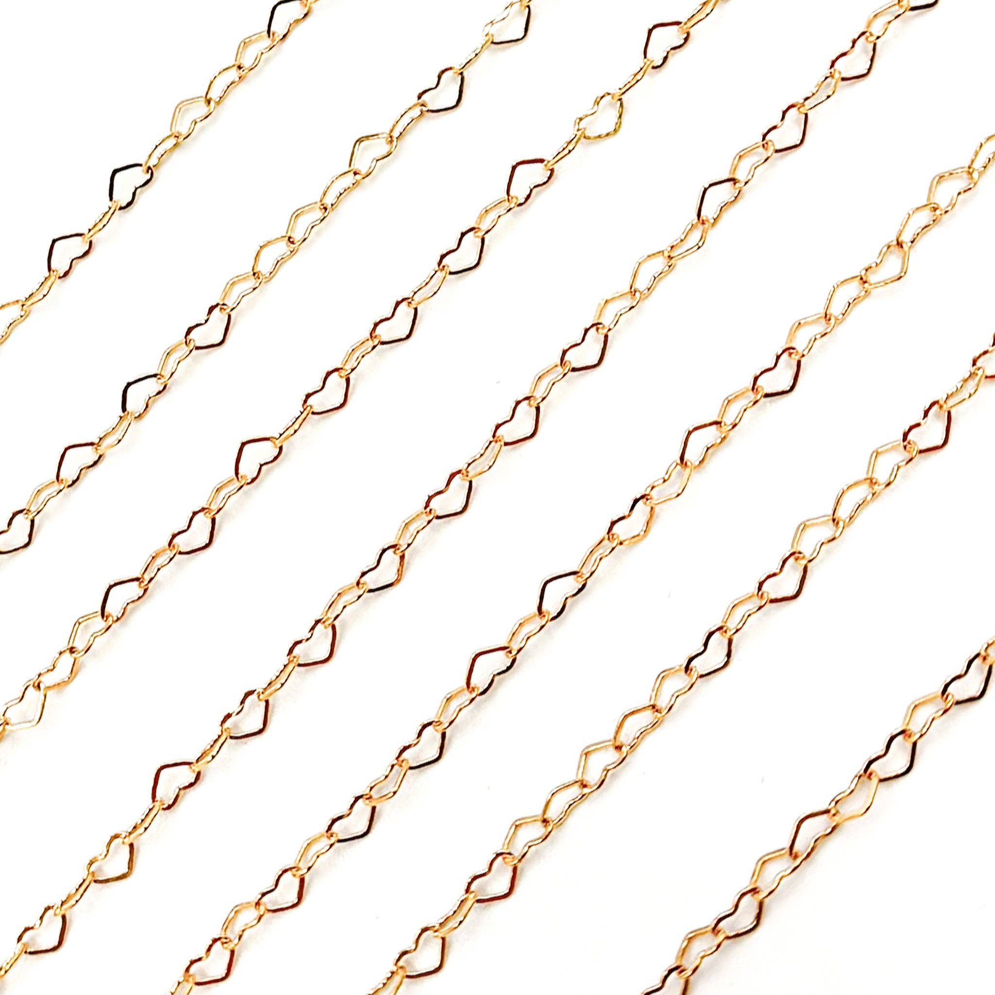 Jewels & Chains - Wholesale Link & Chain Necklace - 25F/SP-14K. 14K Yellow Solid Gold Flat Heart Link Chain2