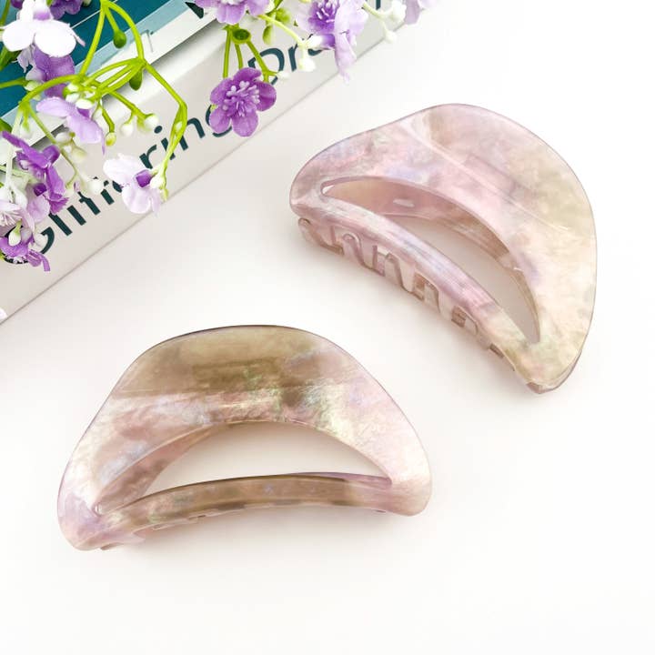 Purple-Gray Hollow Half-Moon Hair Claw for wholesale by SoapElenGlen