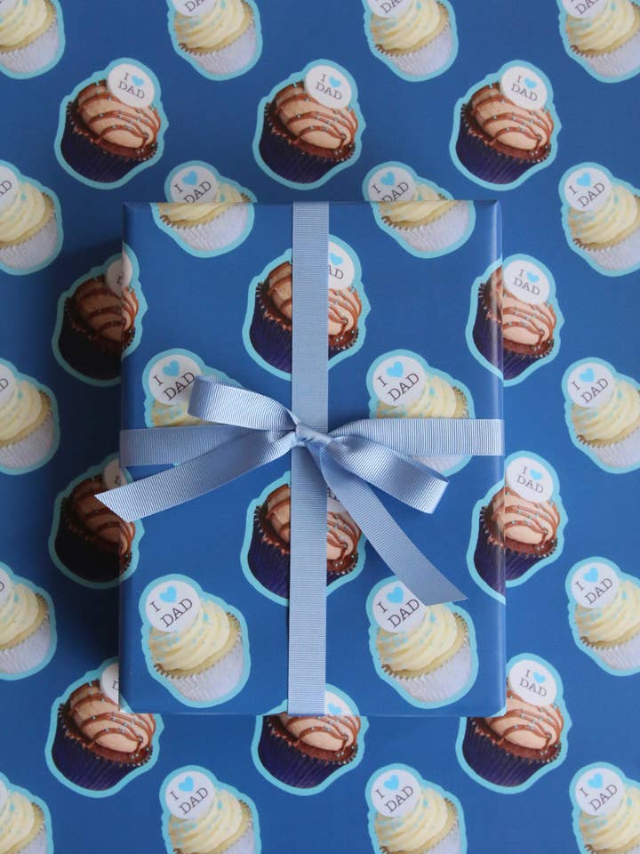 "I Heart Dad" Cupcake Wrapping Paper Sheet for wholesale by Afternoon Crumbs