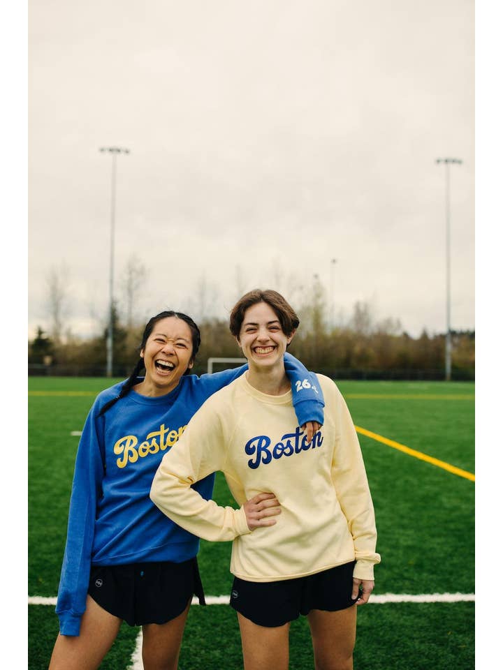 Heather Royal Blue Boston Sweatshirt for wholesale on Faire1