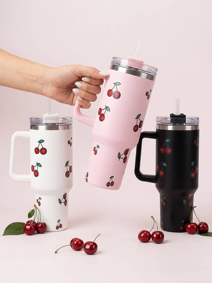 Gobelet en acier inoxydable isolé à motif cerise pour la vente par Cap Zone