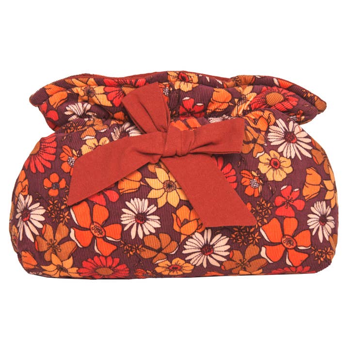 Velour makeup taske med sløjfe - seventies for engroshandel hos Poule House